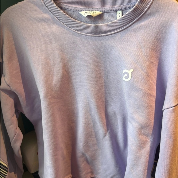 Peloton Sweaters - Peloton Women's Light Purple Crew Neck Sweatshirt with Striped Sleeves